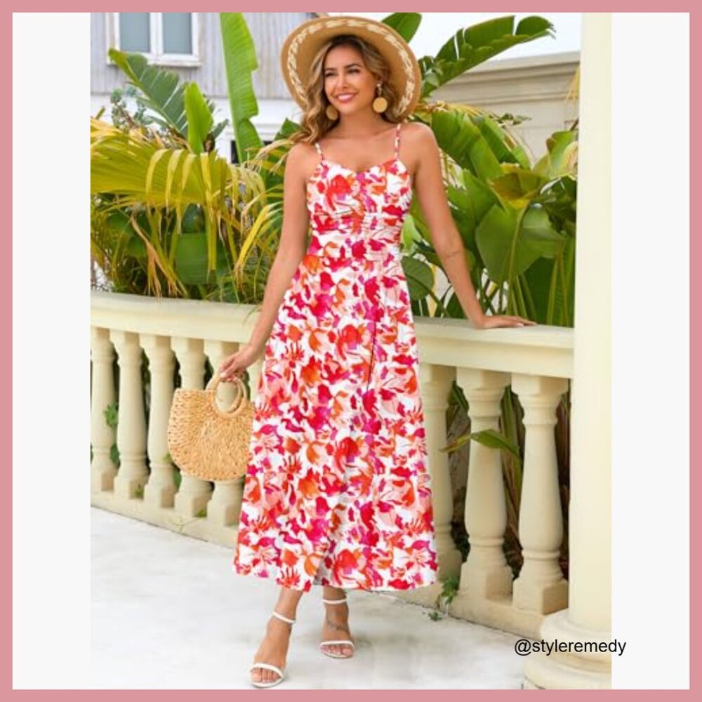 Adjustable Spaghetti Strap Ruched Maxi Dress with… - image 6